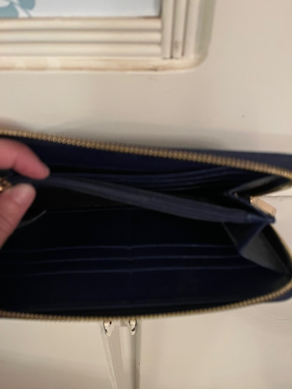 Furla Navy Saffiano Leather Zip Wallet - Picture 7 of 9